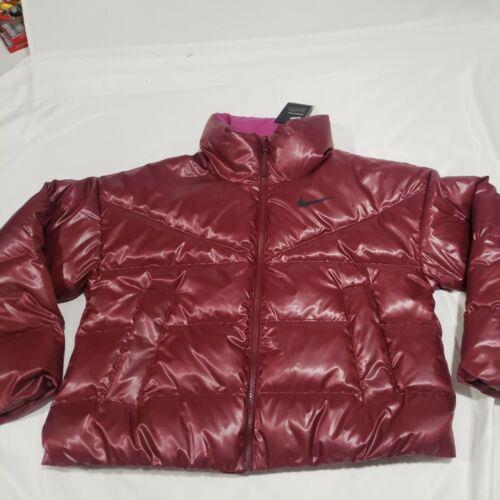 Nike Nsw Stmt Down-fill Jacket CU5813 638 Red Pink Black Women`s Size Small