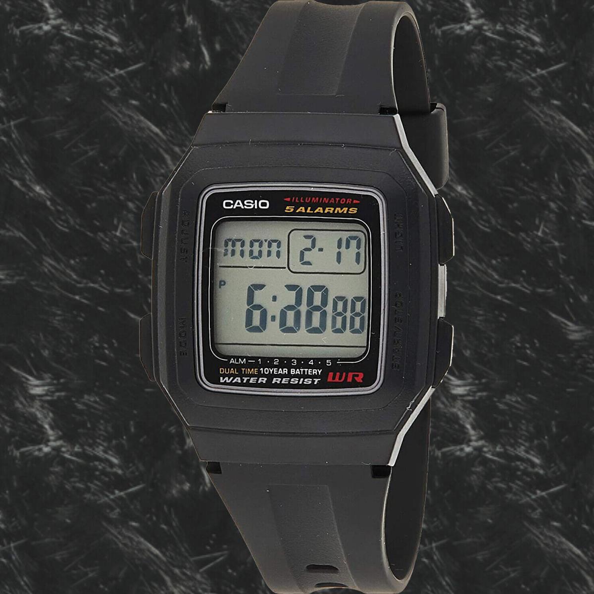 Casio F201WA-1A Digital Watch 10 Year Battery Illuminator 4 Alarms Res