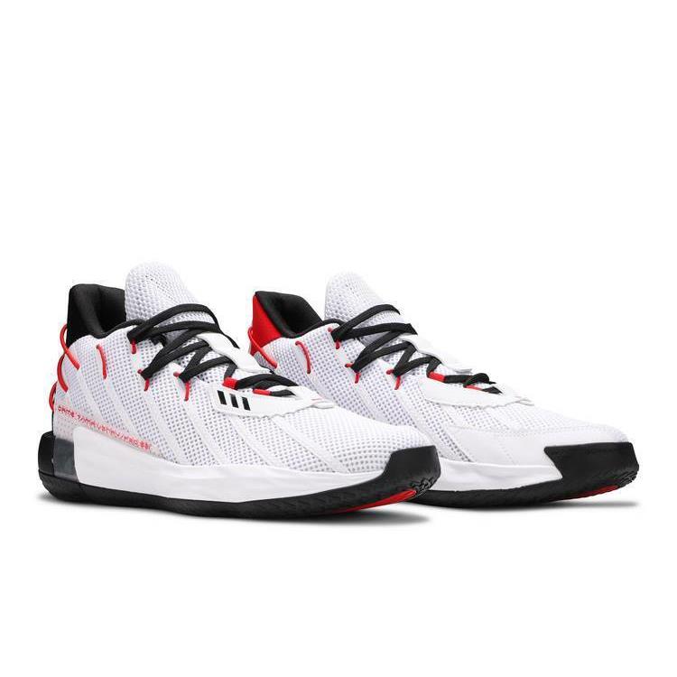 Adidas Unisex-adult Dame 7 Basketball Shoe White/black/scarlet Size 7 H04387