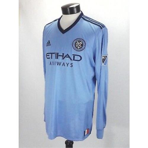Adidas Nyc FC Official Jersey Soccer Blue L/s Climalite AY6990 Mens XL