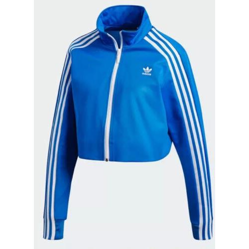 Adidas Womens Crop Top Bluebird Three Stripe Track Jacket Size XL