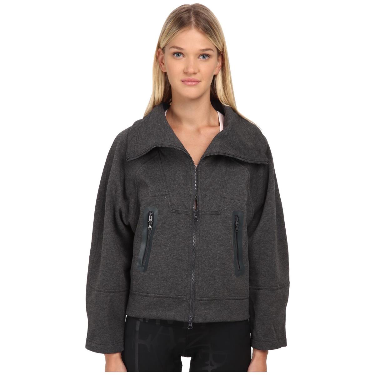 Adidas by Stella Mccartney Women`s Melange Midlayer Dark Gray Jacket Size L - Dark Gray