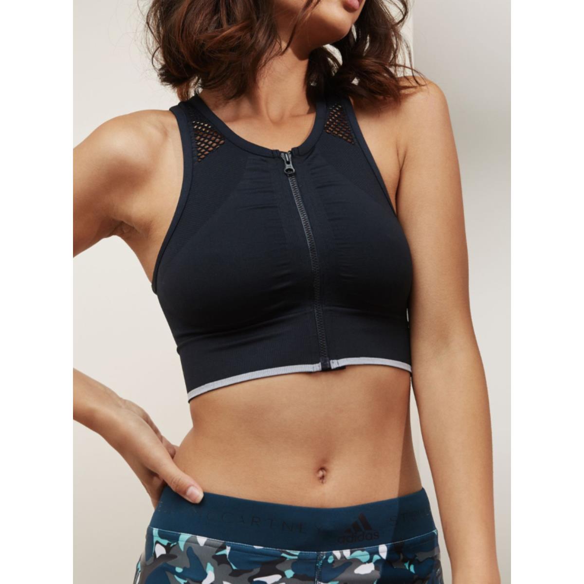 adidas zip front sports bra