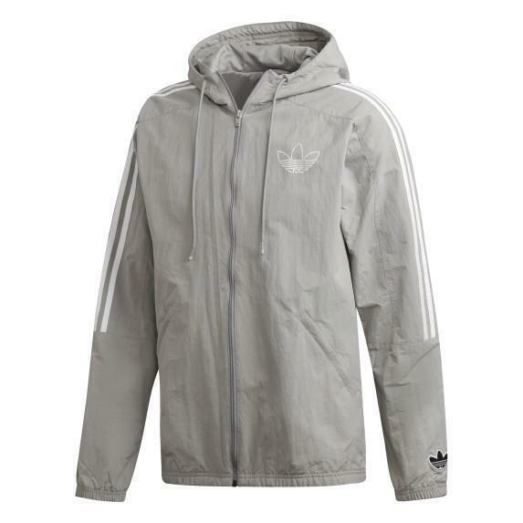 Adidas Originals Men`s Outline Trefoil Hooded Windbreaker Jacket ED4689 SZ Small