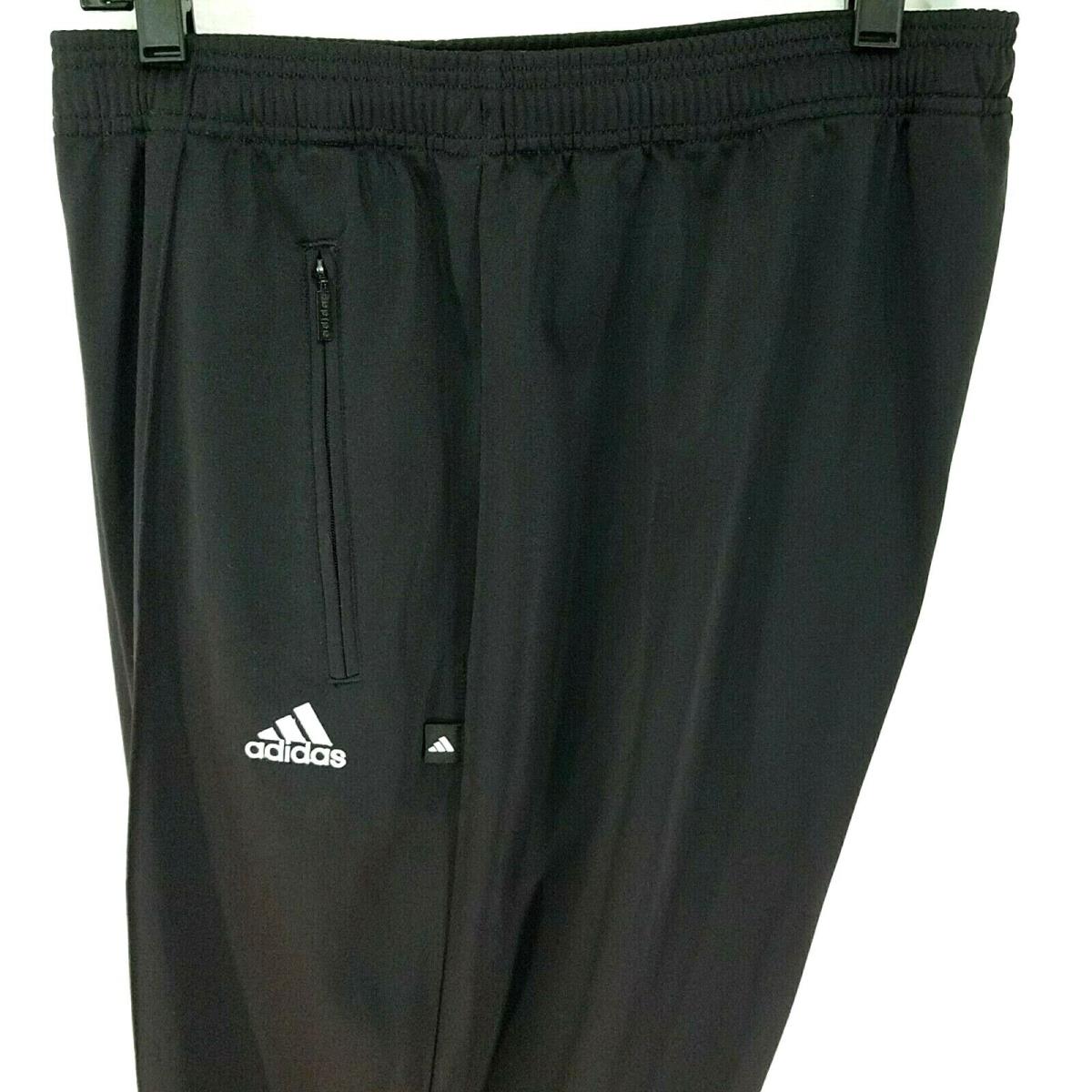 Vtg 90s Adidas Track Pants Black White Embroidered Logo Front Seam Men`s XL