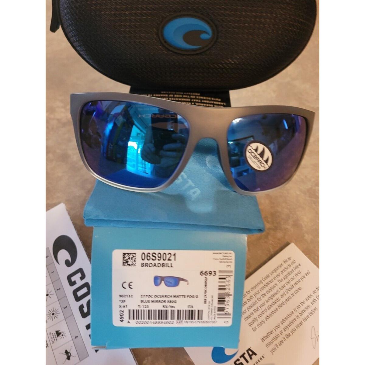 Costa Del Mar Ocearch Broadbill Fog Grey Blue Mirror 580 Glass Polarized Lens