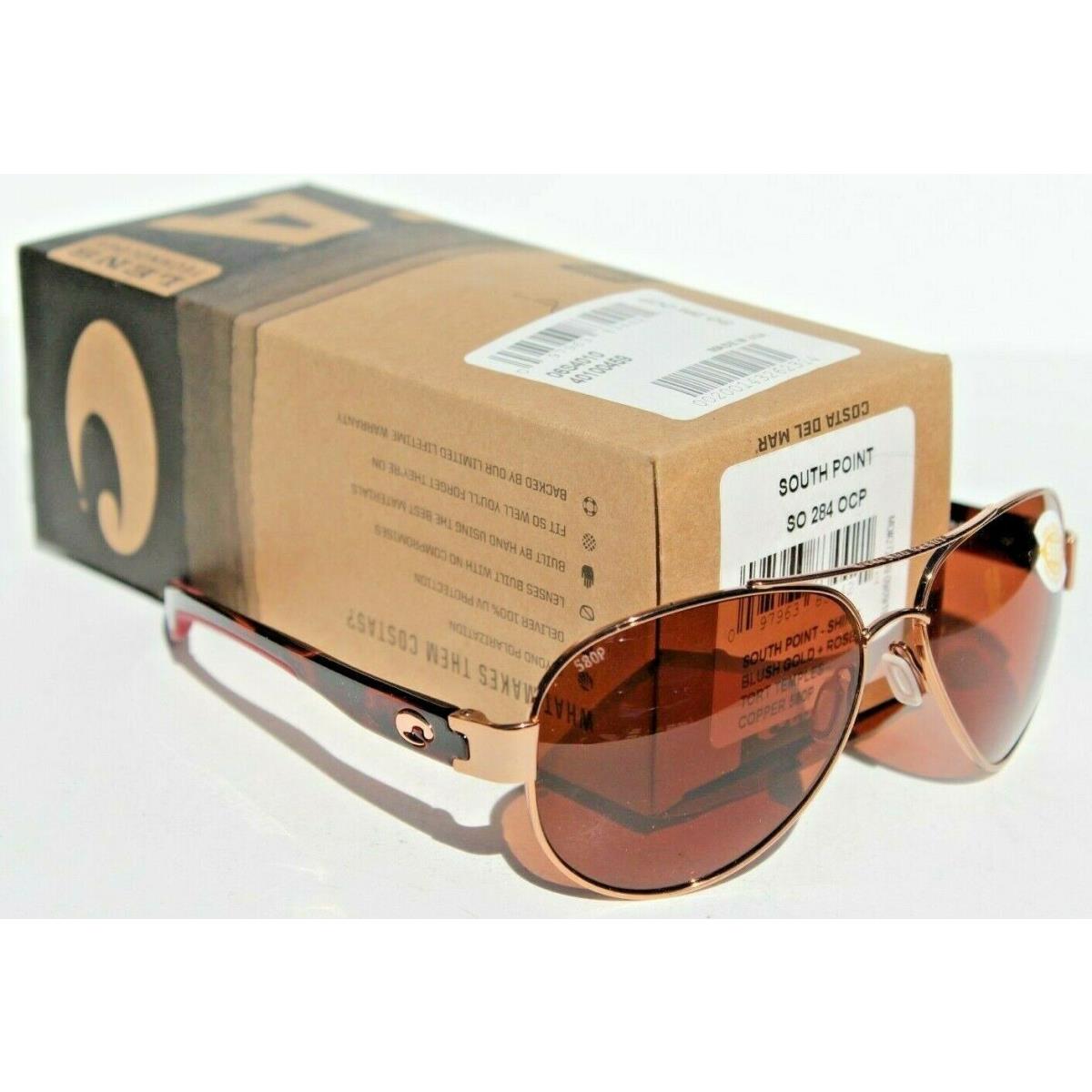 Costa Del Mar South Point Polarized Sunglass Rose Gold Tort/copper 580P Aviator