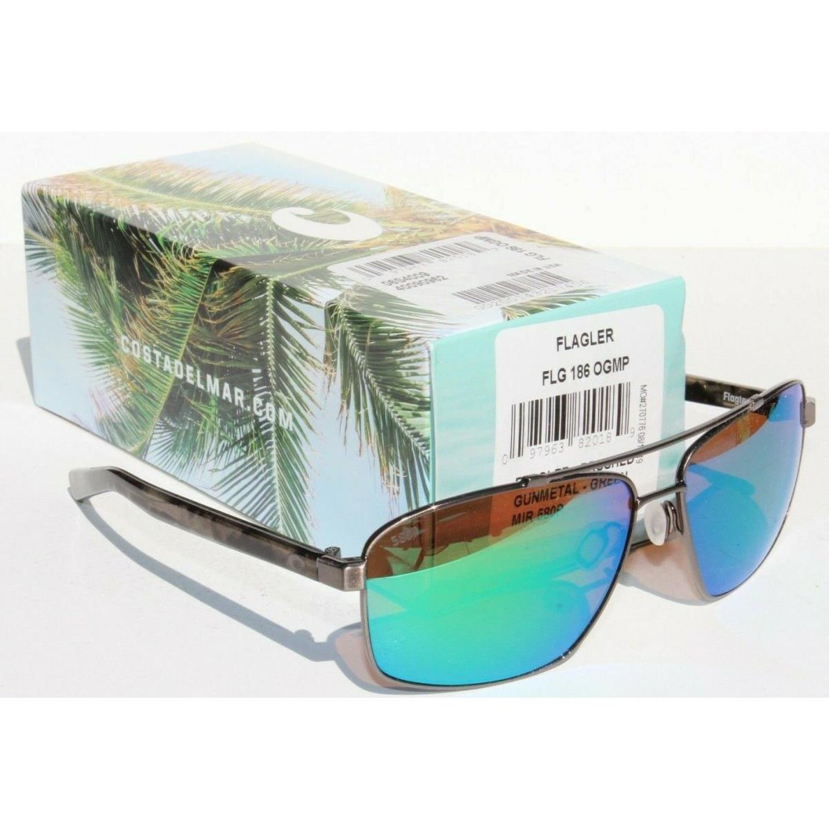 Costa Del Mar Flagler Polarized Sunglasses Brushed Gunmetal/green Mirror 580P