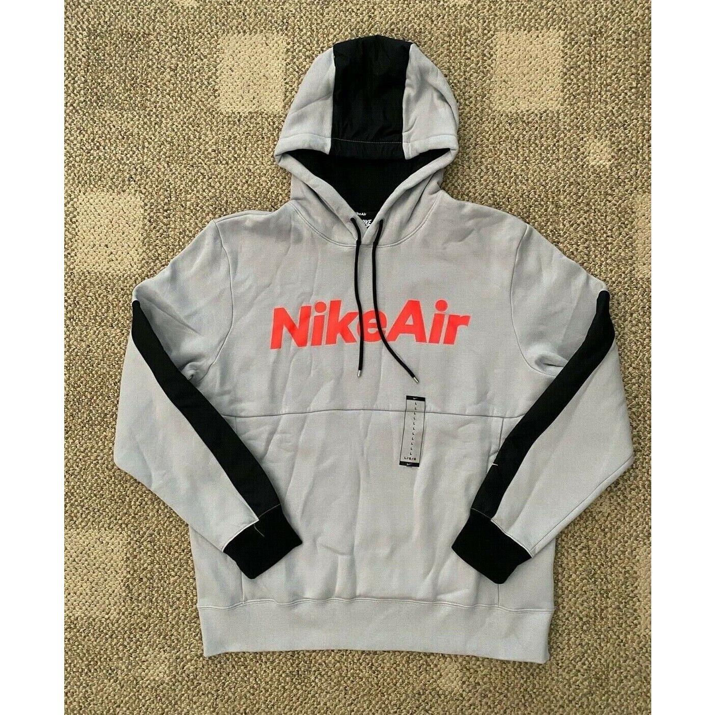 Mens Nike Air Fleece Pullover Hoodie Sweatshirt Gray/black Size Large CU4139-012