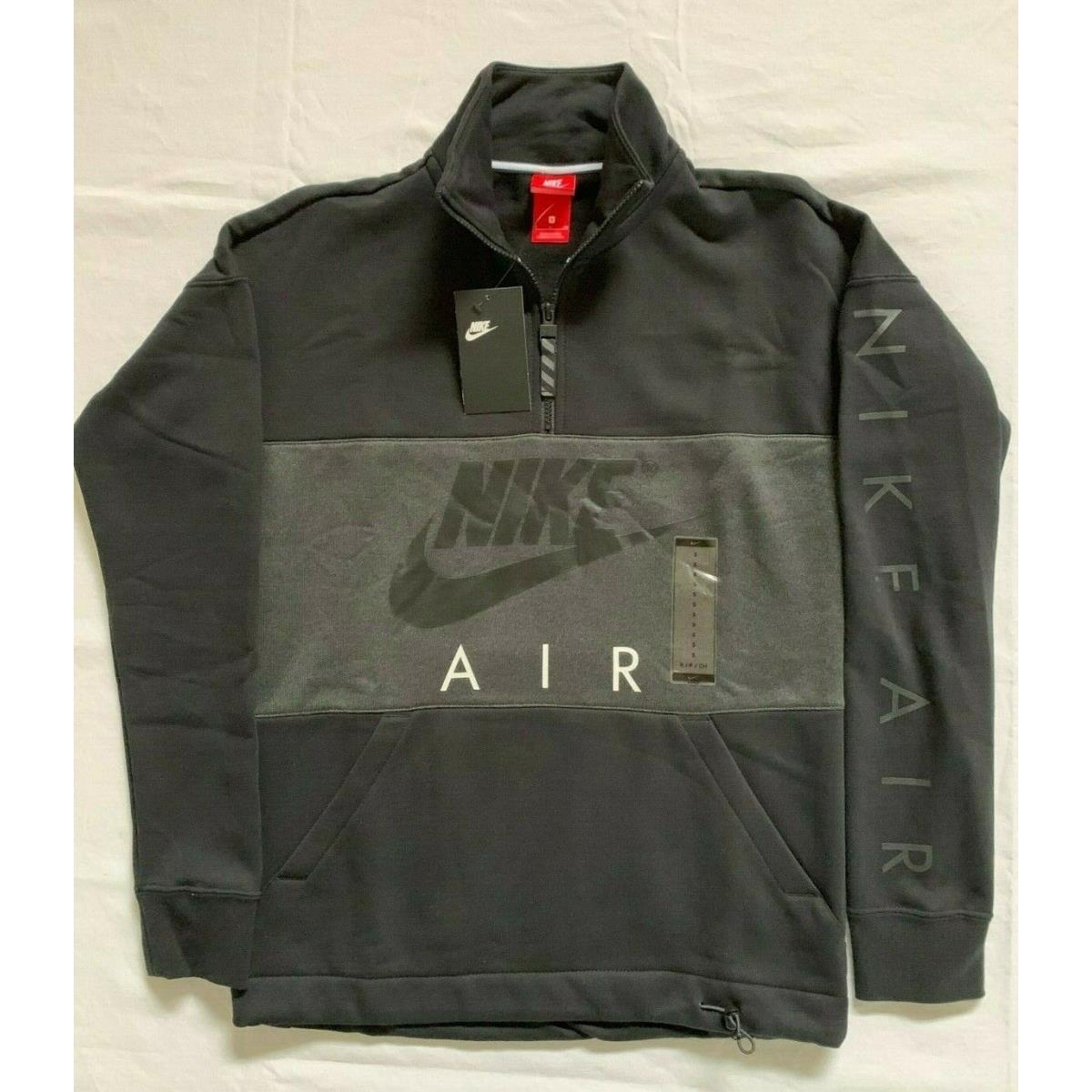 Nike Air Men`s Fleece Small 1/4 Zip Pullover Black/gray AV301019-010 Jacket
