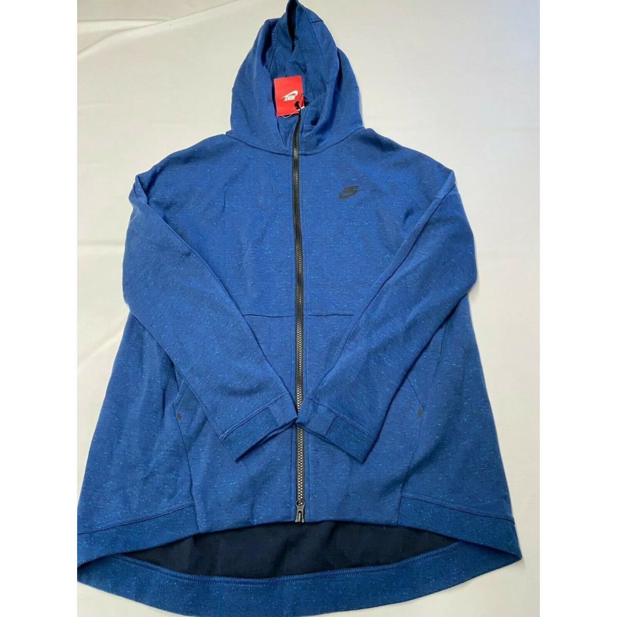 Womens Nike Tech Blue Fleece Cape Hooded Sweater Sz M