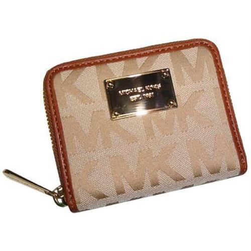 Michael Kors Items Beige+camel+luggage Brown MK Sig Jacquard Bi-fold Wallet