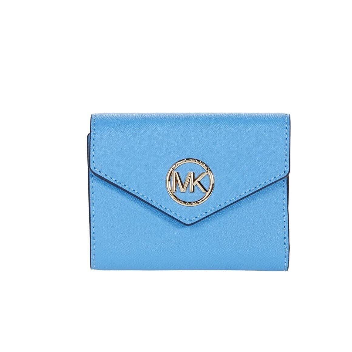 Michael Kors Women`s Carmen Medium Leather Envelope Trifold Wallet Blue