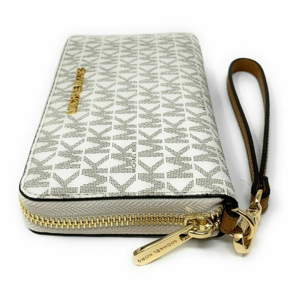 Michael Kors Jet Set Signature Phone Wallet Wristlet Vanilla Dust Bag FS