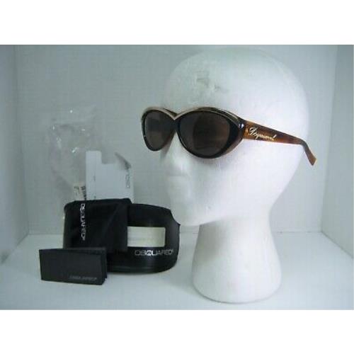 Case DSQUARED2 Women Cateye DQ0018 Gold Brown Frame Sunglasses 60x11x135