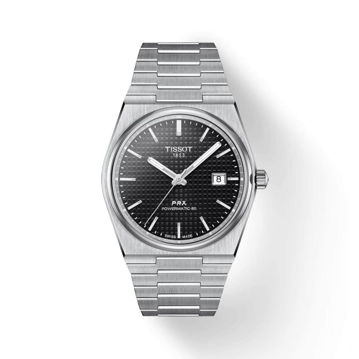 Tissot Prx Powermatic 80 Men`s Black Dial Watch - T137.407.11.051.00 - Dial: Black, Band: Silver, Bezel: Silver