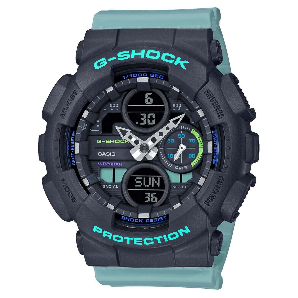 Casio G-shock GMAS140-2A Blue Teal Womens Watch 90`s Colors - Dial: Pink