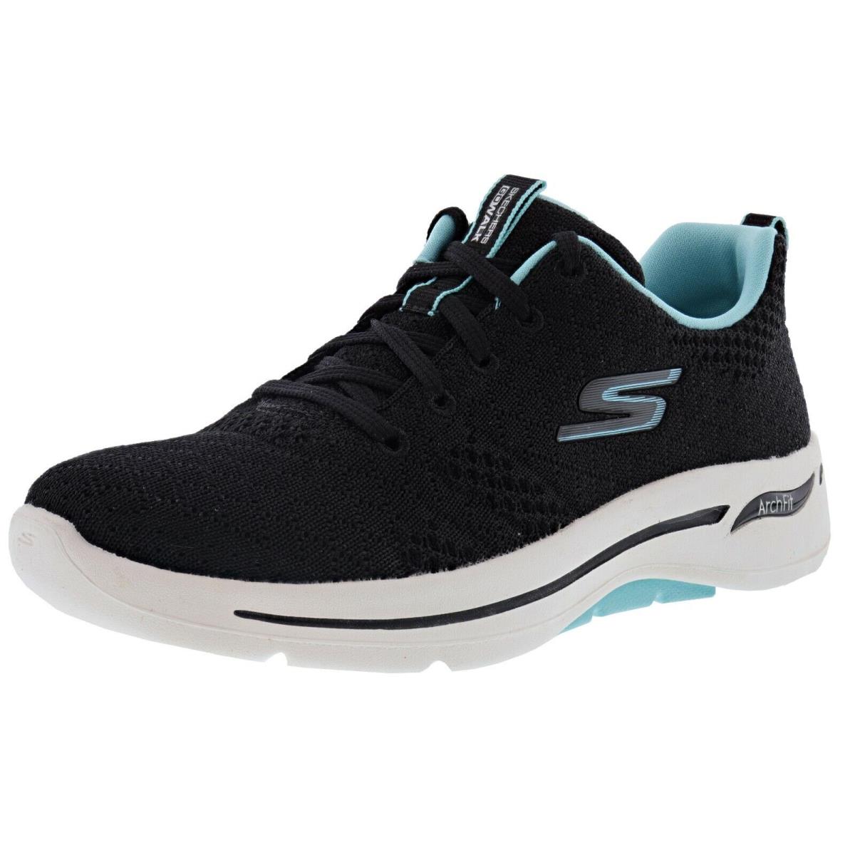 Skechers Women`s GO Walk Arch Fit- Unify 124403 Lightweight Walking Shoes BLACK / AQUA