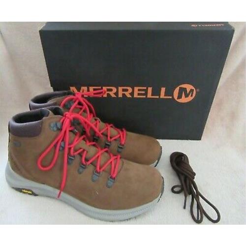 Merrell Ontario Mens Mid Waterproof Dark Earth Boots Shoes US 10.5 M EU 44.5