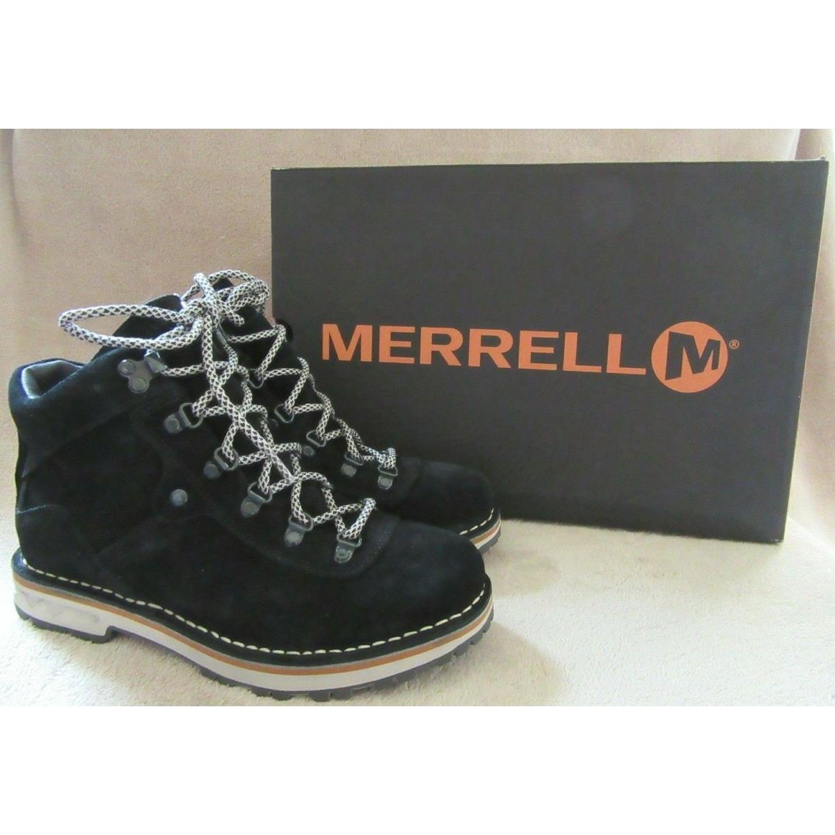 Merrell Sugarbush Waterproof Black Suede Leather Boots Shoes US 6 M Eur 36