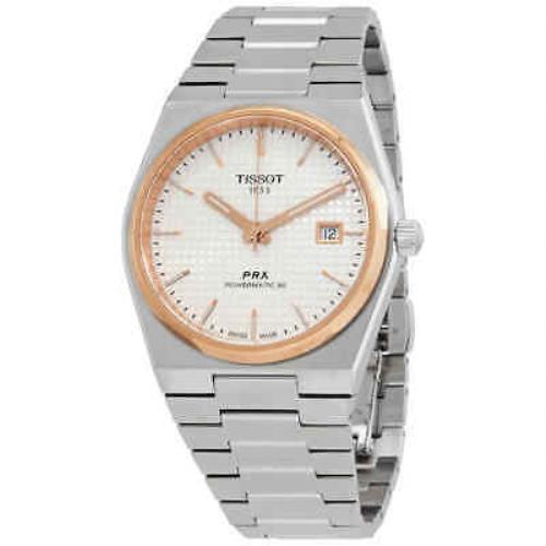 Tissot Prx Powermatic 80 Automatic Men`s Watch T137.407.21.031.00 - Dial: Silver, Band: Silver, Bezel: Pink