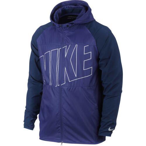 Nike Golf Printed Packable F/z Blue Water Resistant Hooded Jacket Mens Sz L