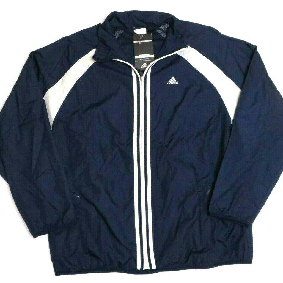 Adidas Climaproof Vintage Deadstock Windbreaker Jacket Blue White Stripes XL
