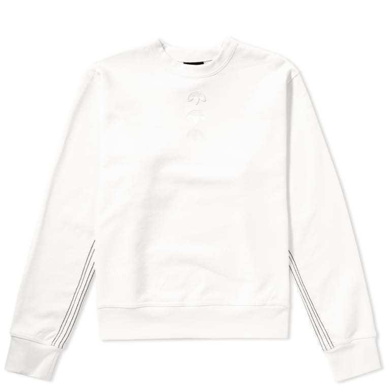 Men`s White Adidas AW Logo Crew Athletic Fashion Sweatshirt CE2497