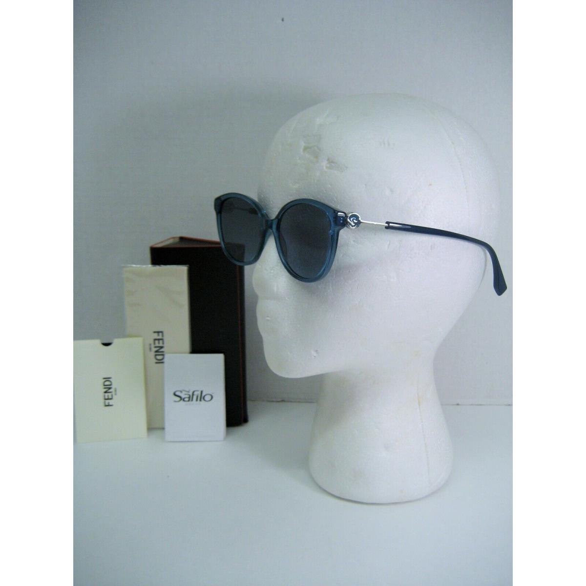 Fendi Women FF 0373/S Blue Frame Gray Lens Cat Eye Sunglasses 57/17/145 Case