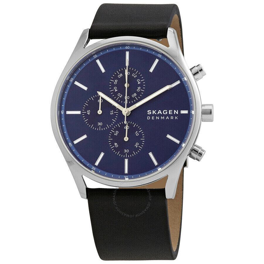 Men`s Skagen Holst Chronograph Blue Dial Quartz Watch SKW6606