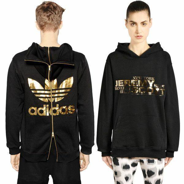 Adidas Originals Jeremy Scott Black/gold Back Zip Hoodie AC1817 Medium