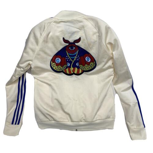 Adidas Womens Embellished Arts Cream Track Jacket Butterfly Moth Size XS
