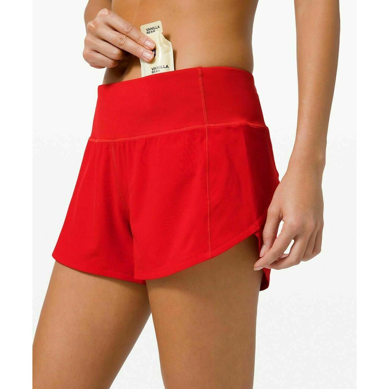 red lululemon speed shorts