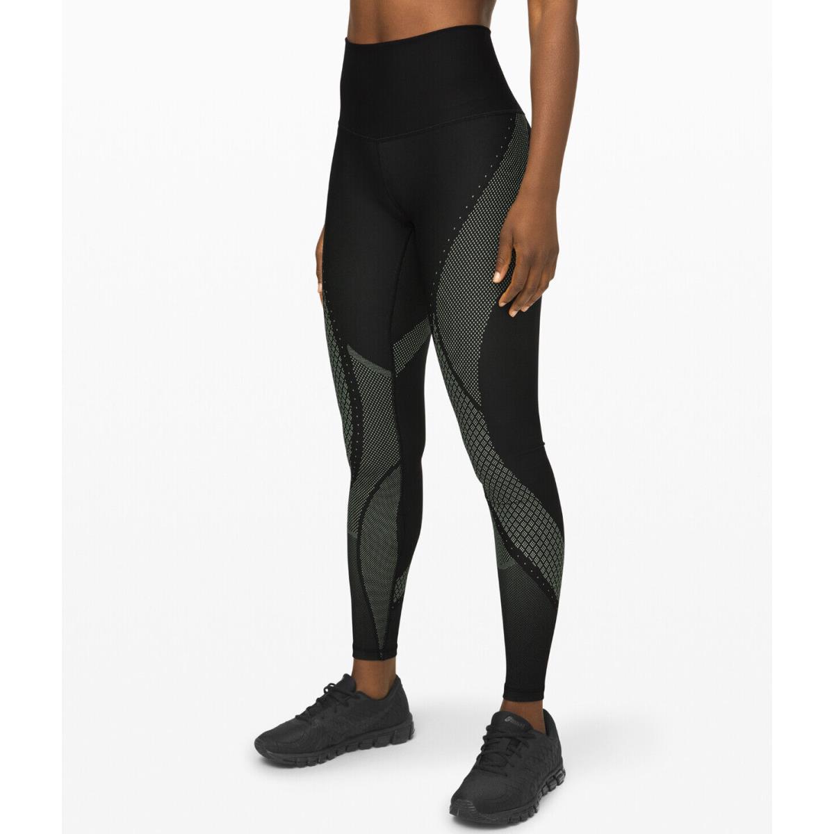 Lululemon Mapped Out Hight Rise Tight 28 Black/flord Flash Size 4 Rare