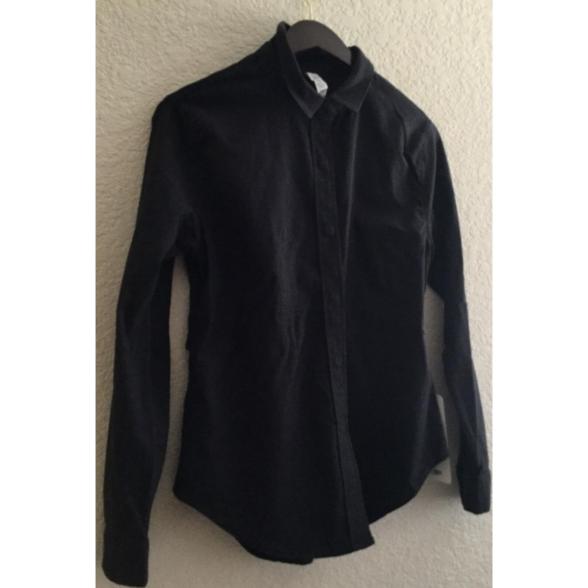 Lululemon Getaway Shirt Black Long Sleeve Button Down Snap Front Top 8 118