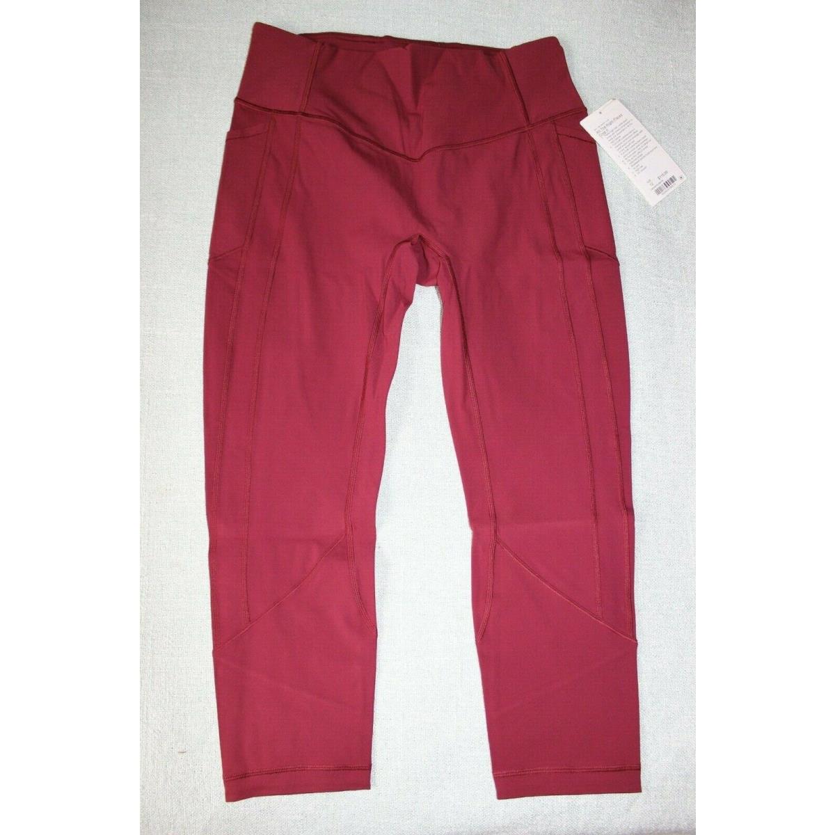 Lululemon All The Right Places Crop II 23`` Size 12 Ruby Wine