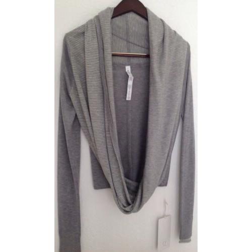 Lululemon Iconic Wrap Sweater Heathered Medium Light Grey/grey Stripe Sz 2