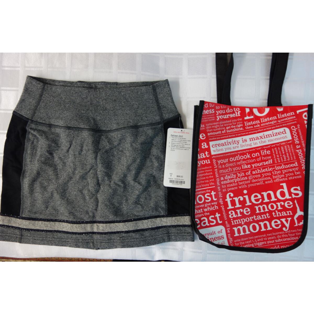 Lululemon Refresh Skirt - Stretch French Terry - Grey Black - -- 4