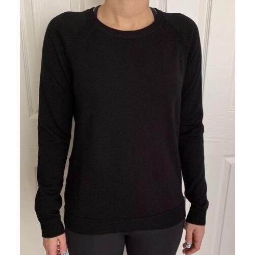 Lululemon Size 8 Tied To You Sweater Crew Black Blk Soft Merino Wool Top