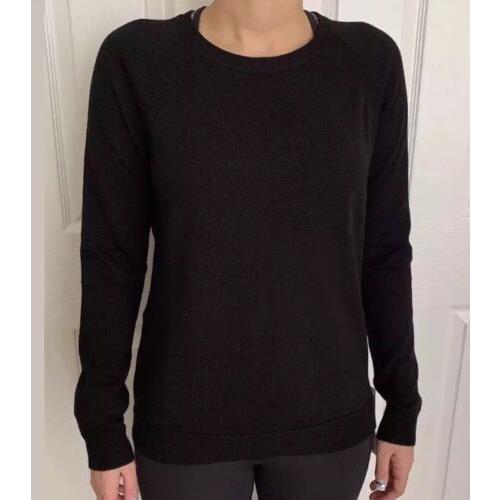 Lululemon Size 8 Tied To You Sweater Crew Black Blk Soft Merino Wool Top