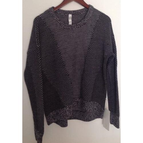 Lululemon Yogi Crew Sweater Black/heathered Light Grey Sz 10