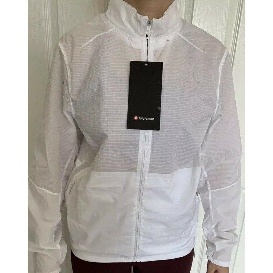 Lululemon Men Size M Active Jacket Full Zip White Wht Hooded Dwr Vented