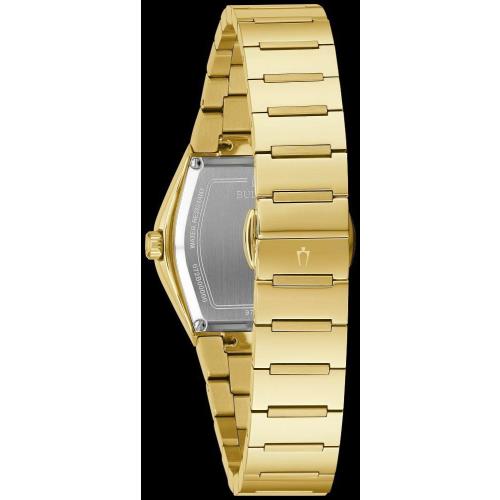 Bulova Gemini Stainless Steel Gold Tone Black Dial Ladies Watch 97L164