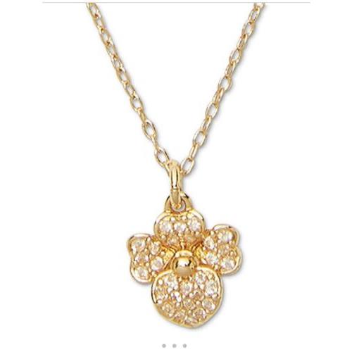 Kate Spade Mini Crystal Precious Pansy Pendant Necklace Goldtone 19 Jm200t