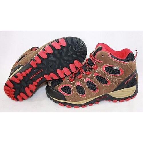 Boys Kids Youth Merrell Hilltop Ventilator Mid Brown Red Boots Sneaker Shoes