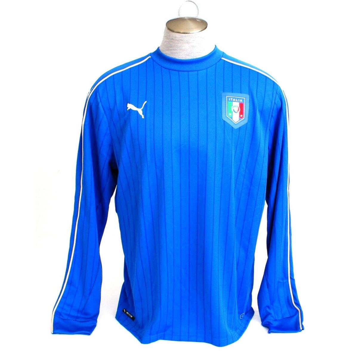 Puma Cell Blue Figc Italia National Football Team Long Sleeve Jersey Italy Men`s