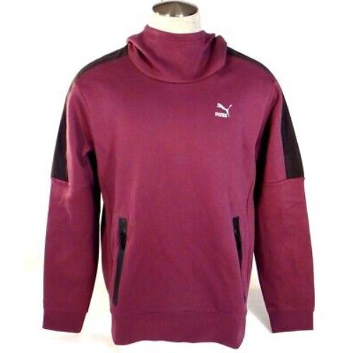 Puma Tech Style Cowl Neck Plum Purple Hooded Sweatshirt Hoodie Men`s