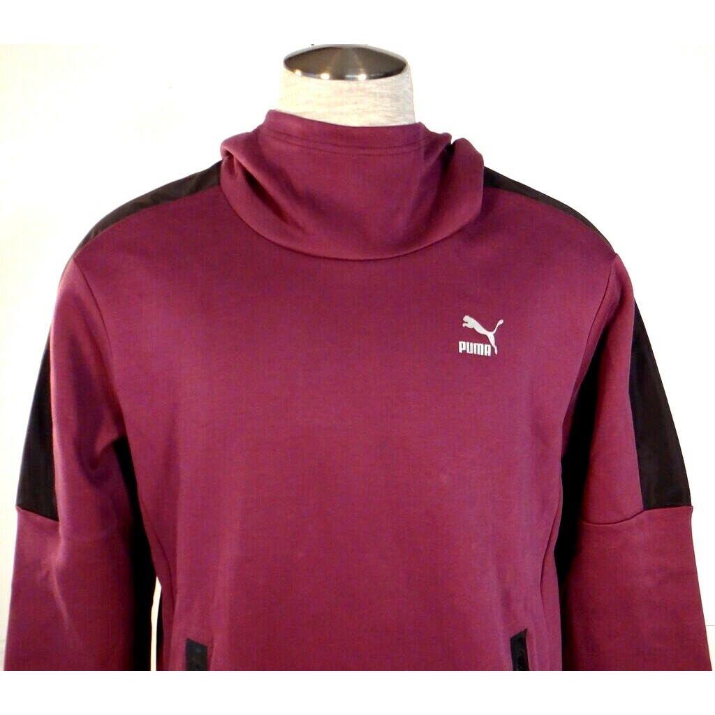 Puma Tech Style Cowl Neck Plum Purple Hooded Sweatshirt Hoodie Men`s