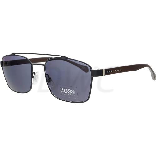 Hugo Boss 1117/S 003IR Men`s Matte Black/grey Lenses Pilot Sunglasses - Black Frame