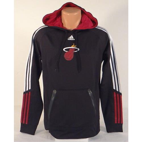Adidas Nba Miami Heat Basketball Black Pullover Hooded Sweatshirt Hoodie Men